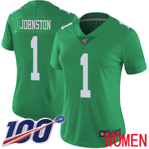 Women Philadelphia Eagles 1 Cameron Johnston Limited Green Rush Vapor Untouchable NFL Jersey 100th